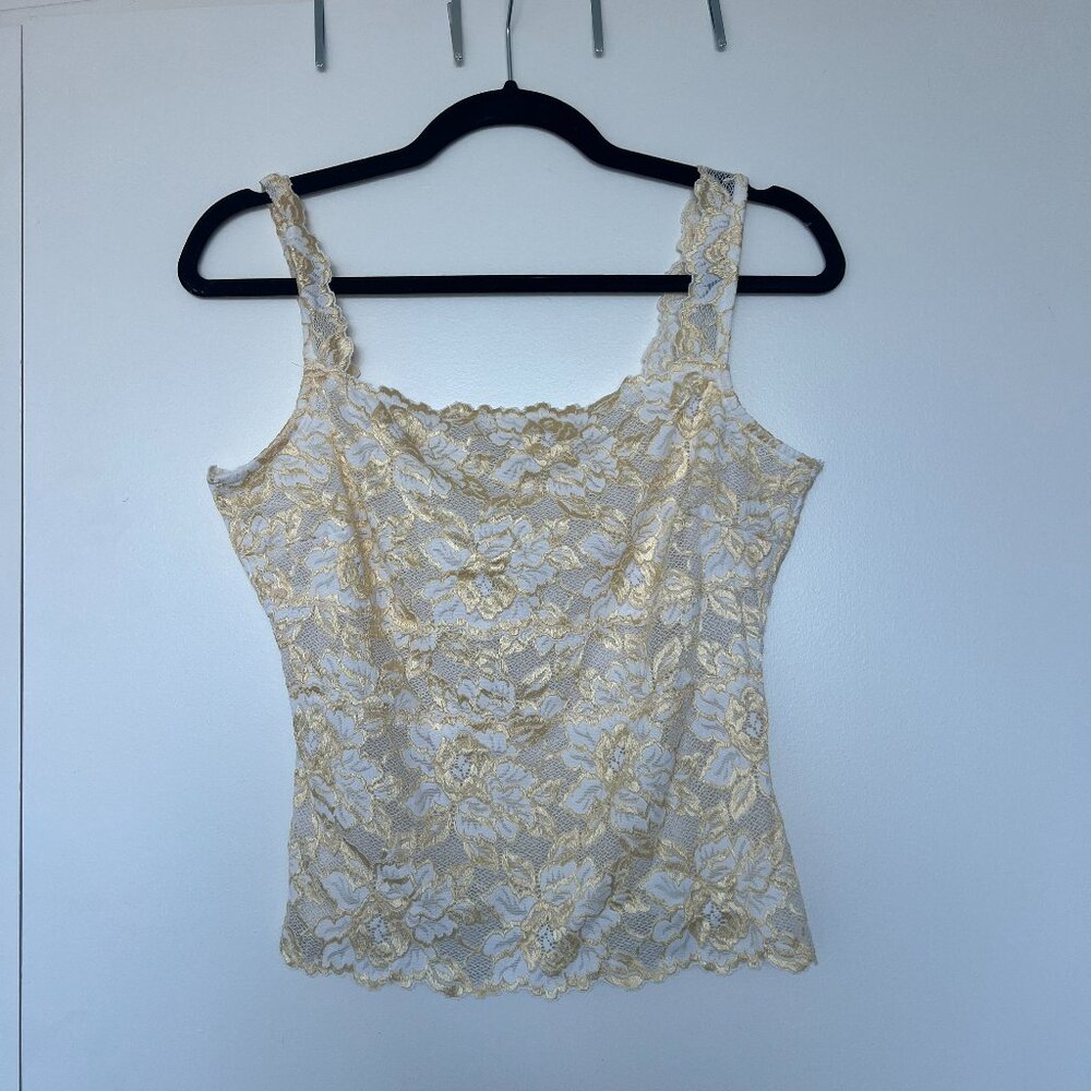 VINTAGE CACHE LACE MESH TANK TOP - SEMI SEE THROUGH
